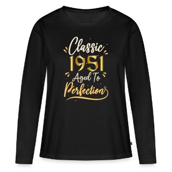 Anniversaire 1951 cadeau 1951 Classic 1951 - T-shirt manches longues Premium bio Femme - noir - Devant - Julia (174cm)