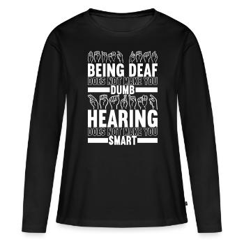 Sourds sourds muets sourds - T-shirt manches longues Premium bio Femme - noir - Devant - Julia (174cm)
