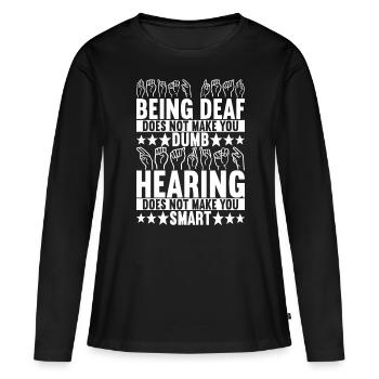 Sourds sourds muets sourds - T-shirt manches longues Premium bio Femme - noir - Devant - Julia (174cm)
