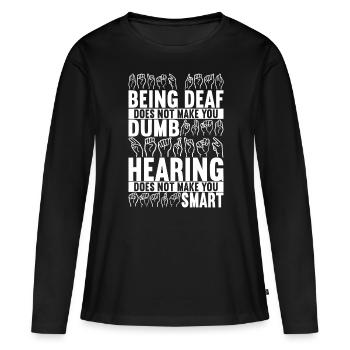 Sourds sourds muets sourds - T-shirt manches longues Premium bio Femme - noir - Devant - Julia (174cm)