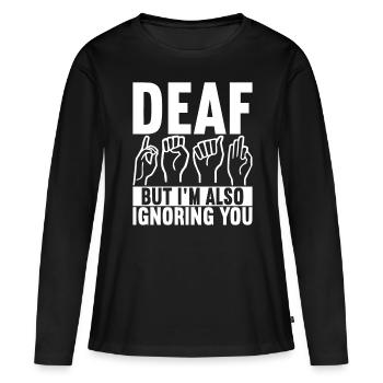 Sourds sourds muets sourds - T-shirt manches longues Premium bio Femme - noir - Devant - Julia (174cm)