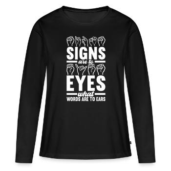Sourds sourds muets sourds - T-shirt manches longues Premium bio Femme - noir - Devant - Julia (174cm)