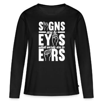 Sourds sourds muets sourds - T-shirt manches longues Premium bio Femme - noir - Devant - Julia (174cm)