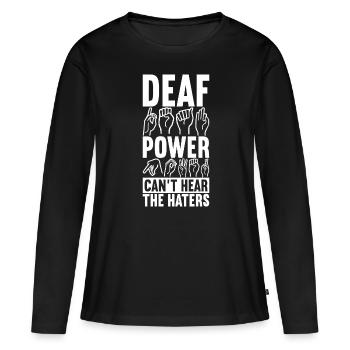 Sourds sourds muets sourds - T-shirt manches longues Premium bio Femme - noir - Devant - Julia (174cm)