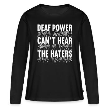 Sourds sourds muets sourds - T-shirt manches longues Premium bio Femme - noir - Devant - Julia (174cm)