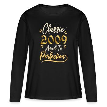 Anniversaire 2009 cadeau 2009 Classic 2009 - T-shirt manches longues Premium bio Femme - noir - Devant - Julia (174cm)