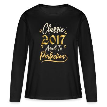 Anniversaire 2017 cadeau 2017 Classic 2017 - T-shirt manches longues Premium bio Femme - noir - Devant - Julia (174cm)