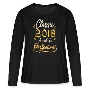 Anniversaire 2018 cadeau 2018 Classic 2018 - T-shirt manches longues Premium bio Femme - noir - Devant - Julia (174cm)