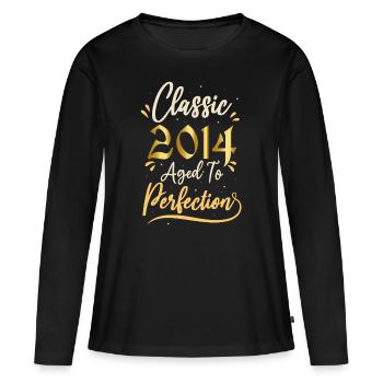 Anniversaire 2014 cadeau 2014 Classic 2014 - T-shirt manches longues Premium bio Femme - noir - Devant - Julia (174cm)