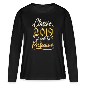Geburtstag 2019 Geschenk 2019 Classic 2019 - Frauen Premium Bio Langarmshirt - Schwarz - Vorne - Julia (174cm)