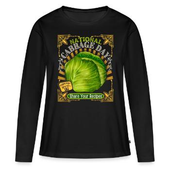 Chou blanc, chou blanc, drôle de dicton Jour du chou - T-shirt manches longues Premium bio Femme - noir - Devant - Julia (174cm)