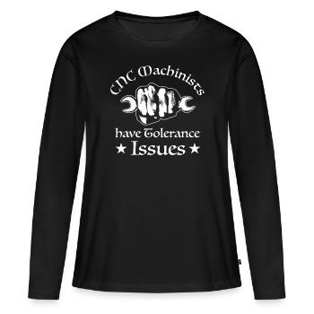 Problèmes de tolérance des mécaniciens du CNC - T-shirt manches longues Premium bio Femme - noir - Devant - Julia (174cm)