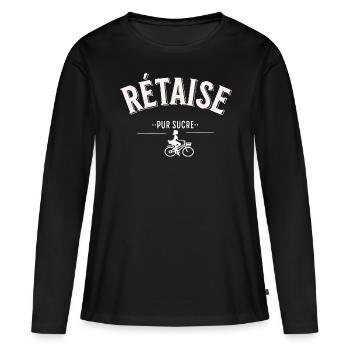 Rétaise pur sucre - T-shirt manches longues Premium bio Femme - noir - Devant - Julia (174cm)
