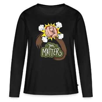 Motivation-Inspiration Index Finger Saying, Comic - Women's Premium Organic Long Sleeve Shirt - black - Front - Julia (174cm)