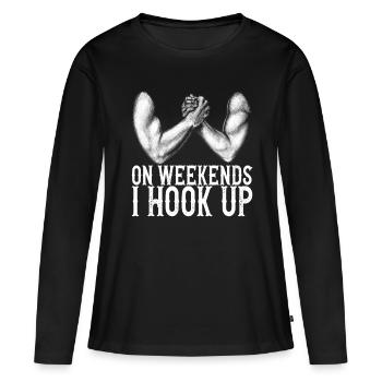 Bras de fer Bras de fer - T-shirt manches longues Premium bio Femme - noir - Devant - Julia (174cm)