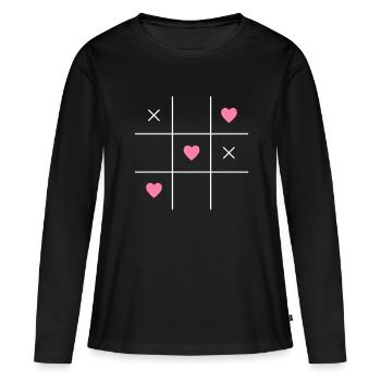 Amour Love Romantique Original Saint Valentin Jeu - T-shirt manches longues Premium bio Femme - noir - Devant - Julia (174cm)