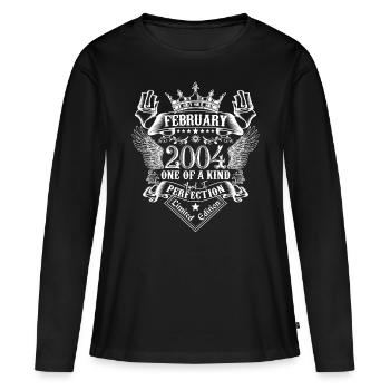 Février 2004 anniversaire Février 2004 Février - T-shirt manches longues Premium bio Femme - noir - Devant - Julia (174cm)