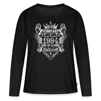 Février 1994 anniversaire Février 1994 Février - T-shirt manches longues Premium bio Femme - noir - Devant - Julia (174cm)