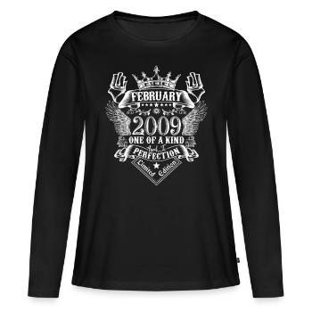 Février 2009 anniversaire Février 2009 Février - T-shirt manches longues Premium bio Femme - noir - Devant - Julia (174cm)