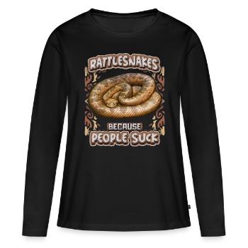Serpent, serpent à sonnette, slogan People-Suck - T-shirt manches longues Premium bio Femme - noir - Devant - Julia (174cm)