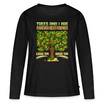Illustration de pommier, conservation de la nature, dire - T-shirt manches longues Premium bio Femme - noir - Devant - Julia (174cm)