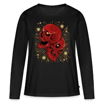 Skull Biker Design, Vintage Skull Skull - T-shirt manches longues Premium bio Femme - noir - Devant - Julia (174cm)
