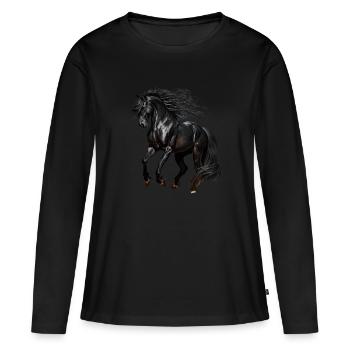 Beau design de cheval pour les filles - T-shirt manches longues Premium bio Femme - noir - Devant - Julia (174cm)