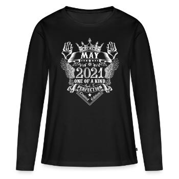 Mai 2021 anniversaire Mai 2021 Mai - T-shirt manches longues Premium bio Femme - noir - Devant - Julia (174cm)