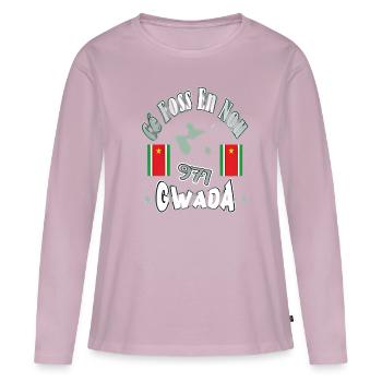 971 gwada ce foss en nou gwadloup - T-shirt manches longues Premium bio Femme - rose poudré - Devant - Julia (174cm)