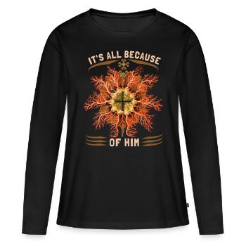Jesus Christus, Vintage Illustration mit Seestern - Frauen Premium Bio Langarmshirt - Schwarz - Vorne - Julia (174cm)