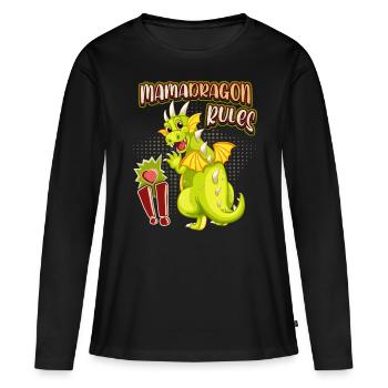 Mama-Drache, Mamadragon, lustiger Muttertag Spruch - Frauen Premium Bio Langarmshirt - Schwarz - Vorne - Julia (174cm)