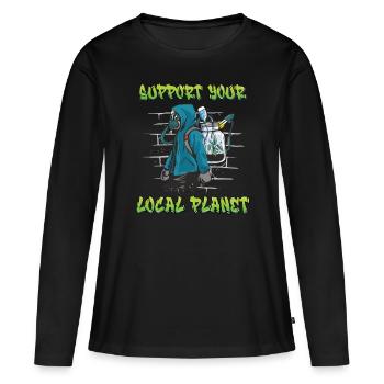 Jour de la Terre Soutenez votre planète locale Environnementalistes - T-shirt manches longues Premium bio Femme - noir - Devant - Julia (174cm)