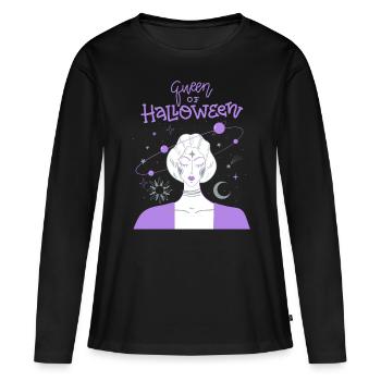 Comic Hexe, lustiger Halloween Spruch - Frauen Premium Bio Langarmshirt - Schwarz - Vorne - Julia (174cm)