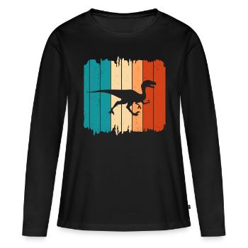 Velociraptor Dino Dinosaures - T-shirt manches longues Premium bio Femme - noir - Devant - Julia (174cm)