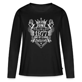 Juni 1977 Jahrestag Juni 1977 Juni - Frauen Premium Bio Langarmshirt - Schwarz - Vorne - Julia (174cm)
