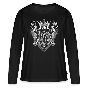 Juni 1976 Jahrestag Juni 1976 Juni - Frauen Premium Bio Langarmshirt - Schwarz - Vorne - Julia (174cm)