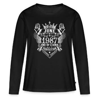 Juni 1987 Jahrestag Juni 1987 Juni - Frauen Premium Bio Langarmshirt - Schwarz - Vorne - Julia (174cm)