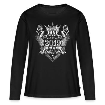Juni 2019 Jubiläum Juni 2019 Juni - Frauen Premium Bio Langarmshirt - Schwarz - Vorne - Julia (174cm)