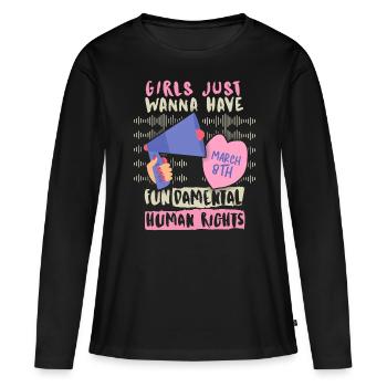 Journée internationale de la femme 8 mars, Droits des femmes - T-shirt manches longues Premium bio Femme - noir - Devant - Julia (174cm)