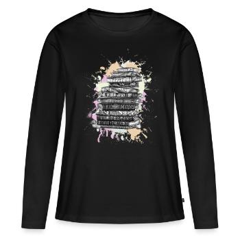 Lesen Bücher Buch - Frauen Premium Bio Langarmshirt - Schwarz - Vorne - Julia (174cm)