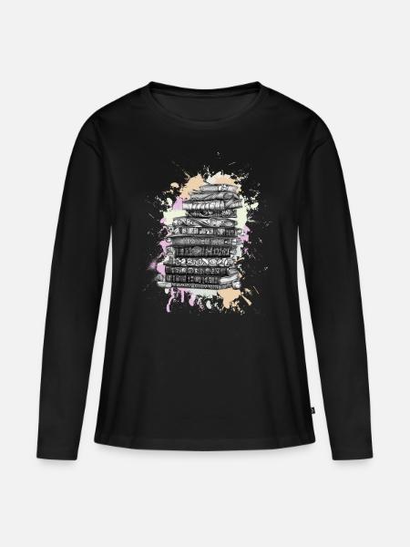 Lesen Bücher Buch - Frauen Premium Bio Langarmshirt - Schwarz