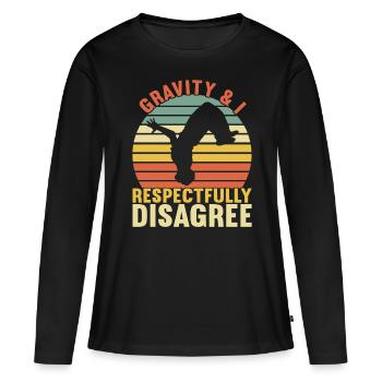 Parkour Freerunning - T-shirt manches longues Premium bio Femme - noir - Devant - Julia (174cm)