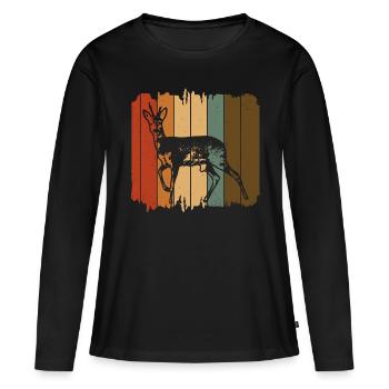 Chevreuil - T-shirt manches longues Premium bio Femme - noir - Devant - Julia (174cm)