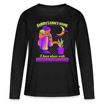 Plant-Mom, funny saying Plant Mama - Women's Premium Organic Long Sleeve Shirt - black - Front - Julia (174cm)