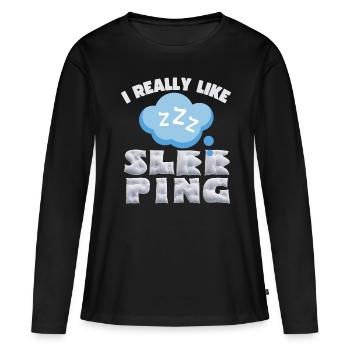 Dormir, dormir, drôle de dicton avec des oreillers - T-shirt manches longues Premium bio Femme - noir - Devant - Julia (174cm)