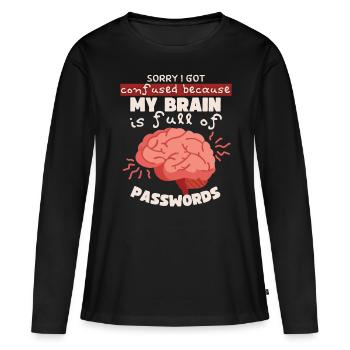Mots de passe oubliés Mot de passe Nerd informatique disant - T-shirt manches longues Premium bio Femme - noir - Devant - Julia (174cm)