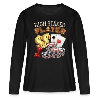 Jeu de poker, jetons de poker, sort - T-shirt manches longues Premium bio Femme - noir - Devant - Julia (174cm)