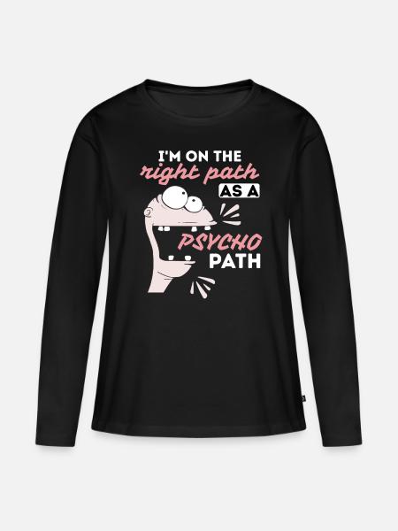 Comic Psychopath, lustiger Spruch - Frauen Premium Bio Langarmshirt - Schwarz