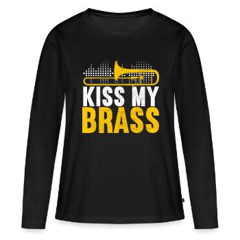 Posaune Trombone - T-shirt manches longues Premium bio Femme - noir - Devant - Julia (174cm)
