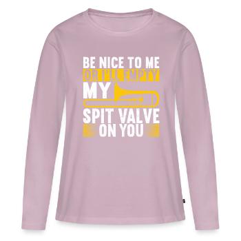 Posaune Trombone - T-shirt manches longues Premium bio Femme - rose poudré - Devant - Julia (174cm)